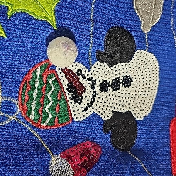 JOLLY,Christmas sweater.  Mens medium.‎ Bow tie. Snowman and more. - Picture 3 of 7